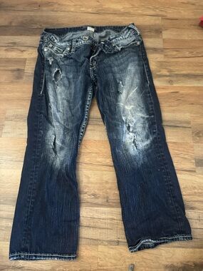 Silver Jeans Women's Distressed Dark Blue Ankle Jeans